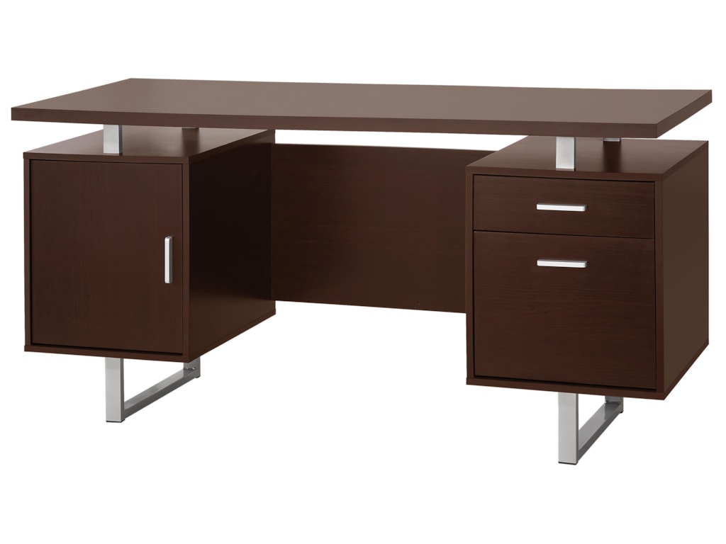 Glavan Contemporary Double Pedestal Office Desk With Metal Sled Legs Floating Top By Coaster At Value City Furniture