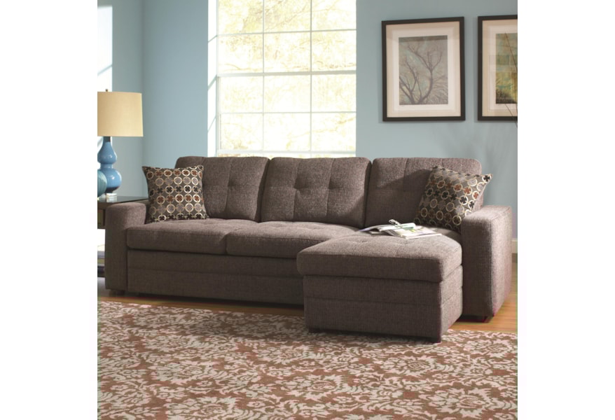 Coaster Gus Sectional Sofa With Tufts Storage And Pull Out Bed Coaster Gus Sectional Sofa With Tufts