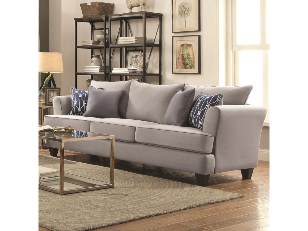 Hallstatt Casual Flared Arm Sofa With Four Toss Pillows By Coaster At Value City Furniture