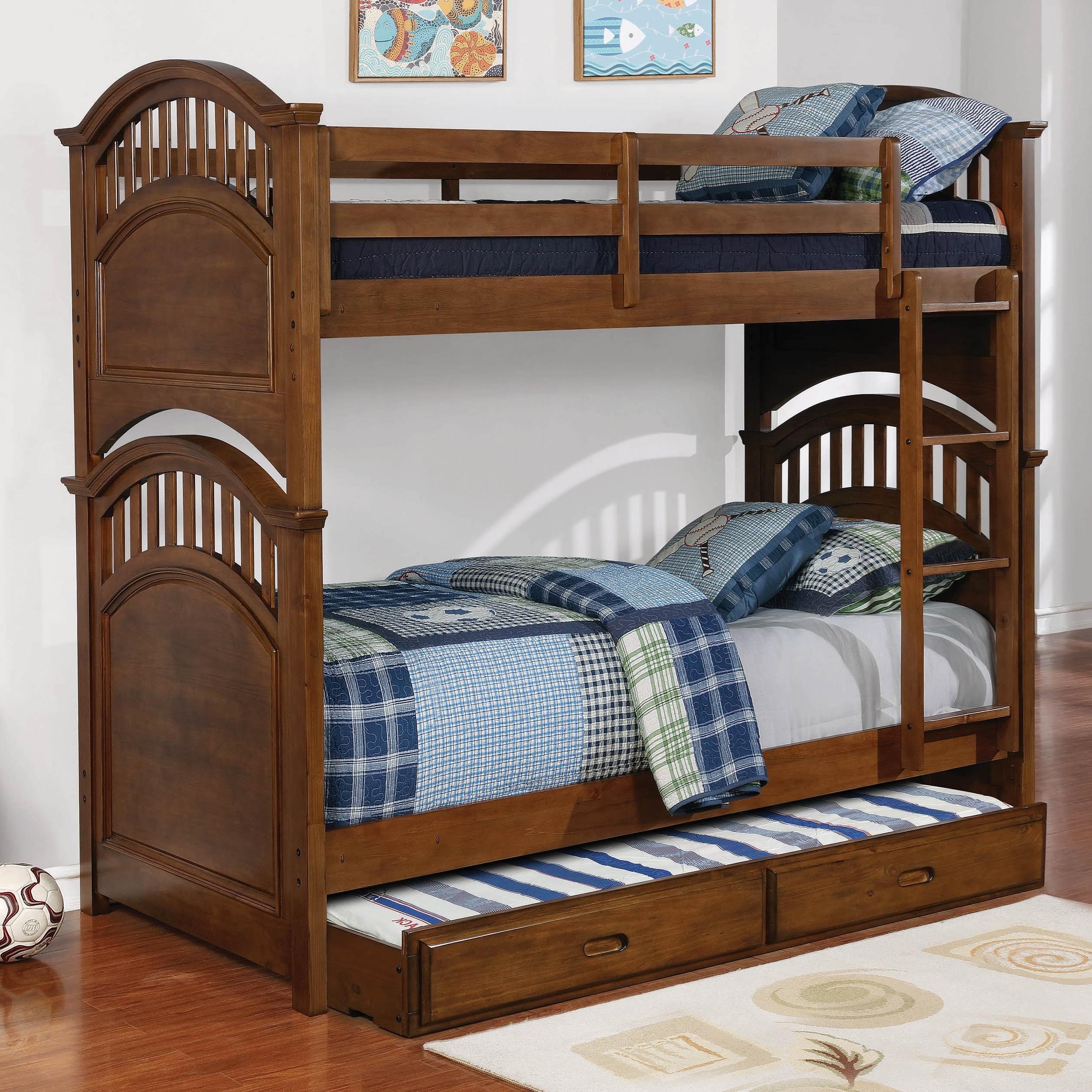 Coaster Halsted Casual Wooden Twin Over Twin Bunk Bed W Storage