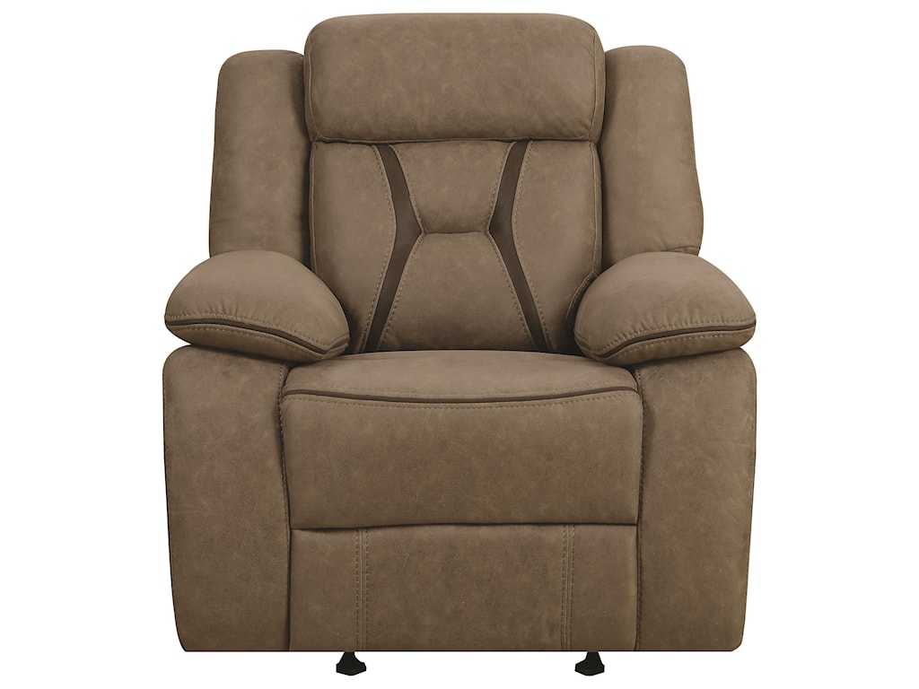 Coaster Houston Casual Pillow Padded Glider Recliner With Contrast