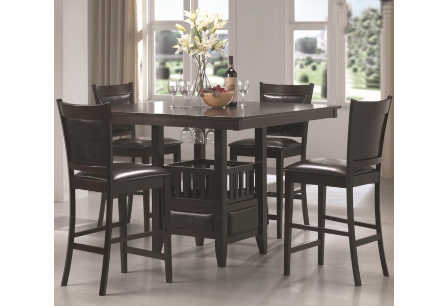 Coaster Jaden Square Counter Height Table Cushioned Stool Set
