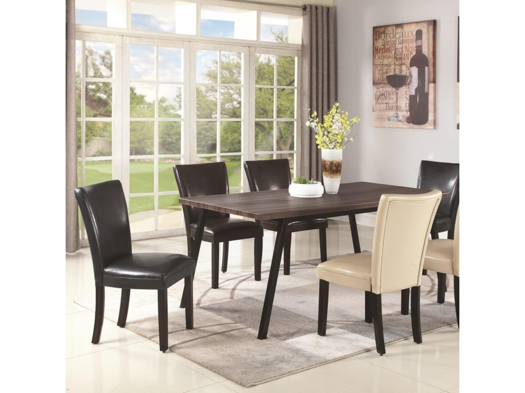 Coaster Jefferson 107581 Contemporary Dining Table With Metal Legs Jefferson Contemporary Dining Table With Metal Legs By Coaster