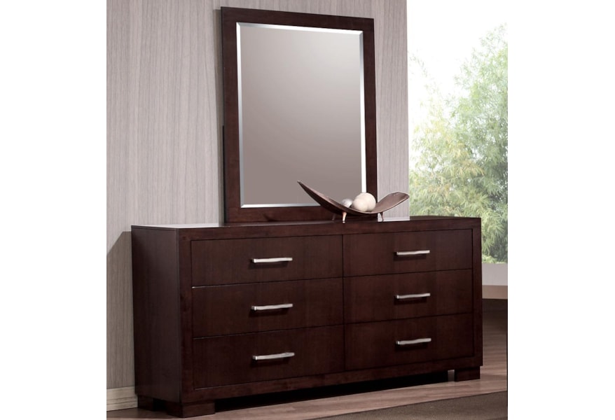 Coaster Jessica 6 Drawer Dresser And Wall Mirror Dunk Bright