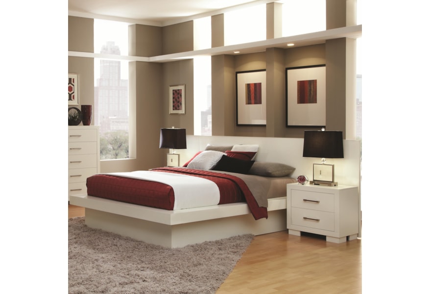 Coaster Jessica King Platform Bed With Rail Seating And Lights A1 Furniture Mattress Platform Beds Low Profile Beds