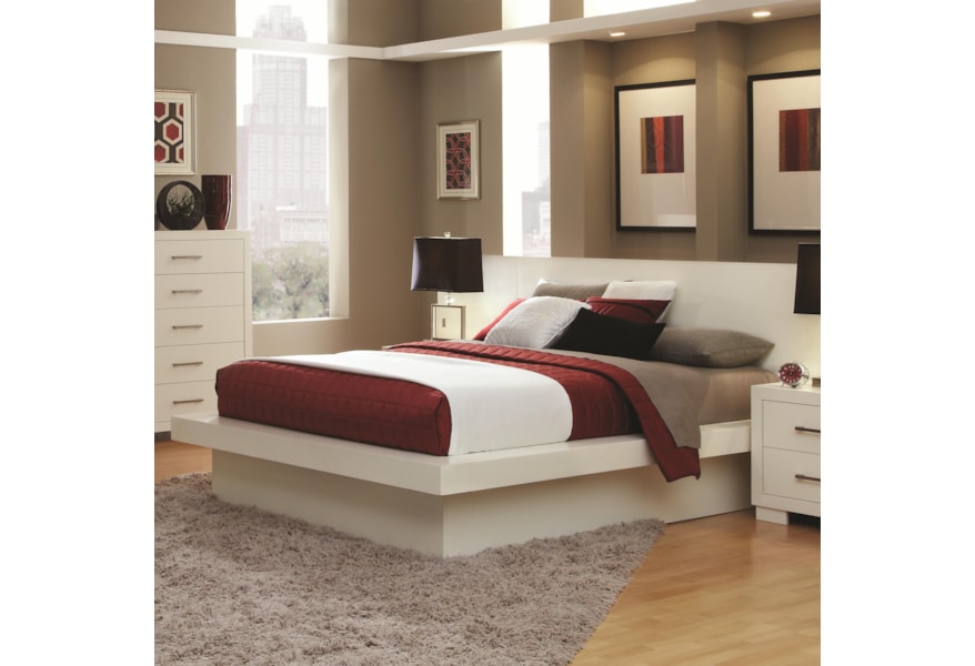 Coaster Jessica Queen Platform Bed With Rail Seating And Lights A1 Furniture Mattress Platform Beds Low Profile Beds