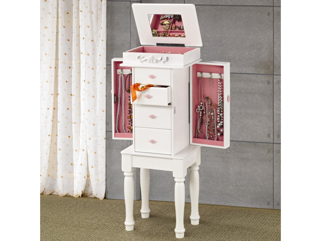 Jewelry Armoires White Armoire With Pink Hardware By Fine Furniture At Del Sol