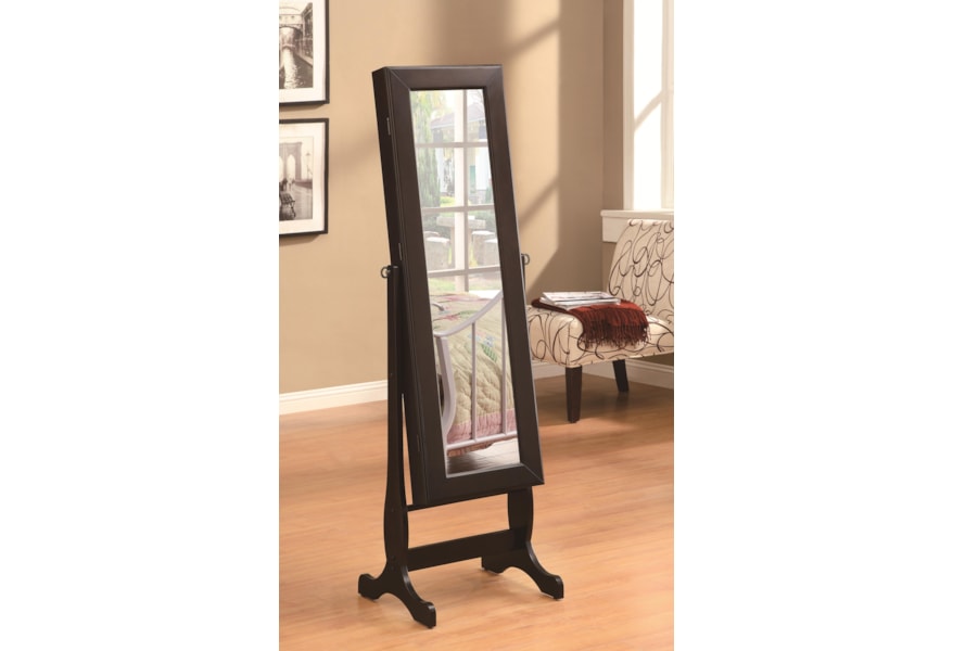 Coaster Jewelry Armoires 901805 Casual Jewelry Mirror Cheval Corner Furniture Floor Mirrors