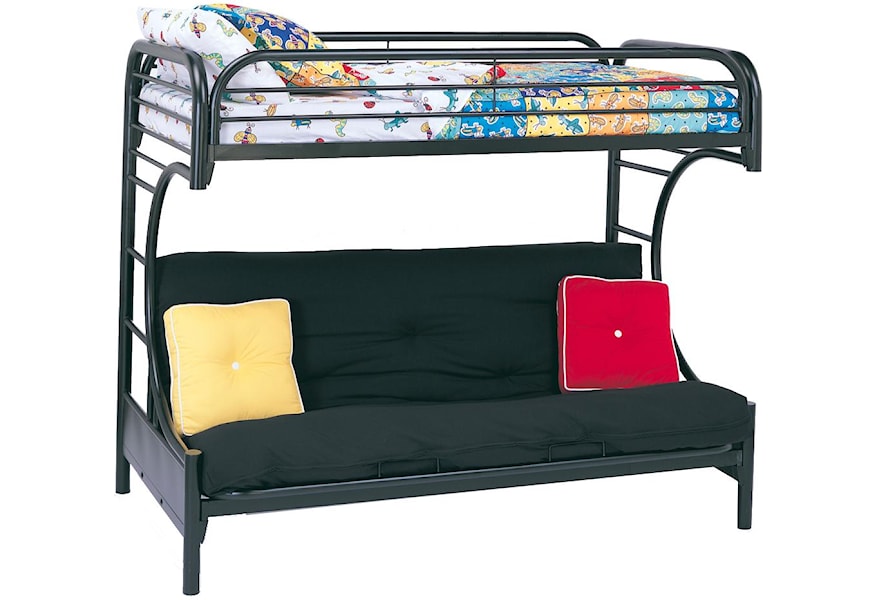 Coaster Metal Beds C Style Twin Over Full Futon Bunk Bed Standard Furniture Bunk Beds