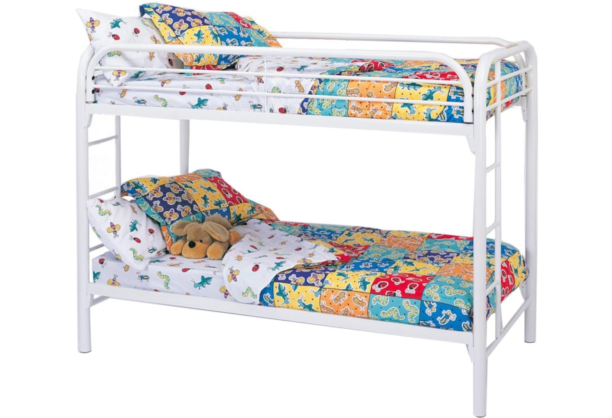 Coaster Metal Beds Twin Over Twin Bunk Bed With Built In Ladders Pedigo Furniture Bunk Beds