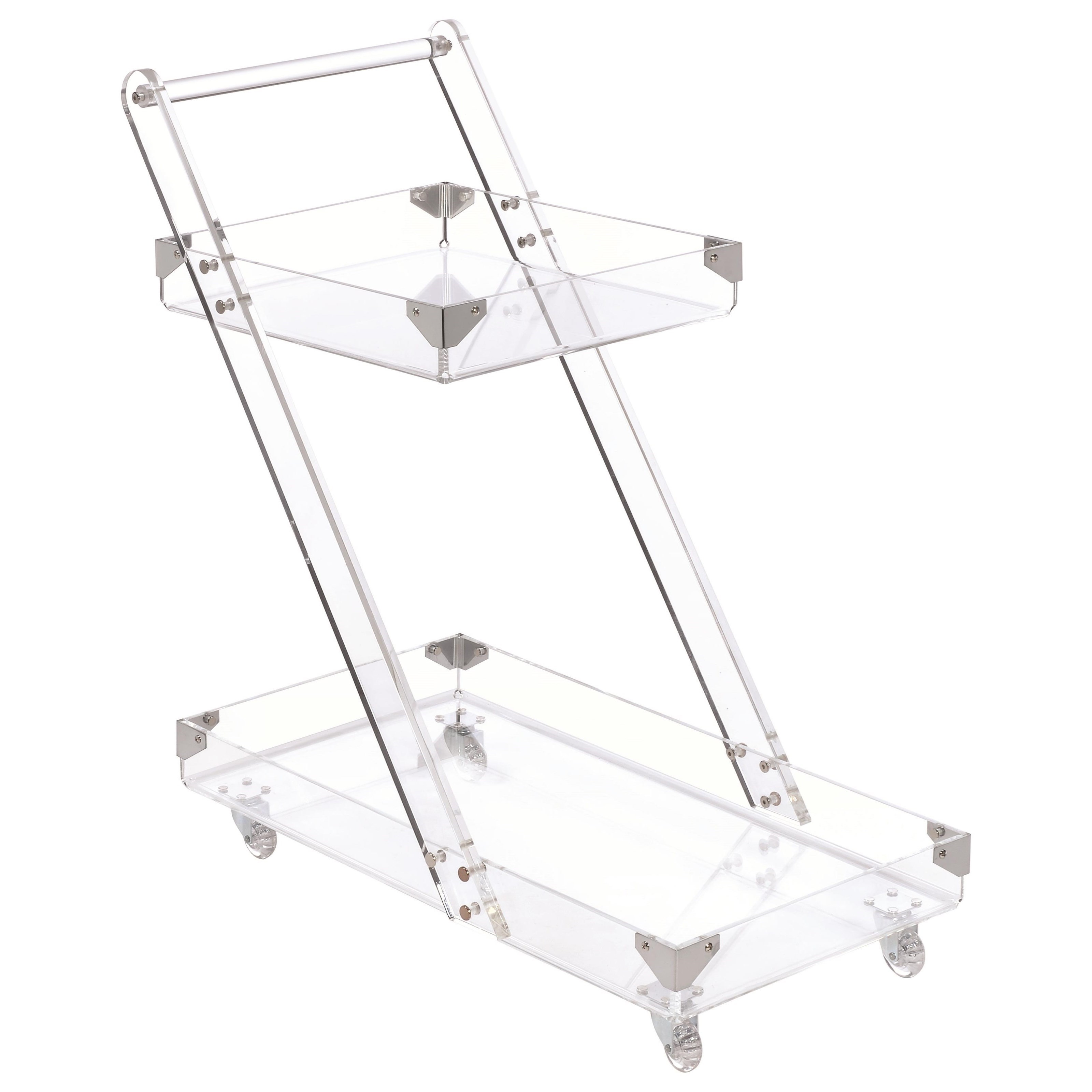 Coaster Kitchen Carts Modern Clear Acrylic Serving Cart Pedigo Furniture Bar Serving Carts