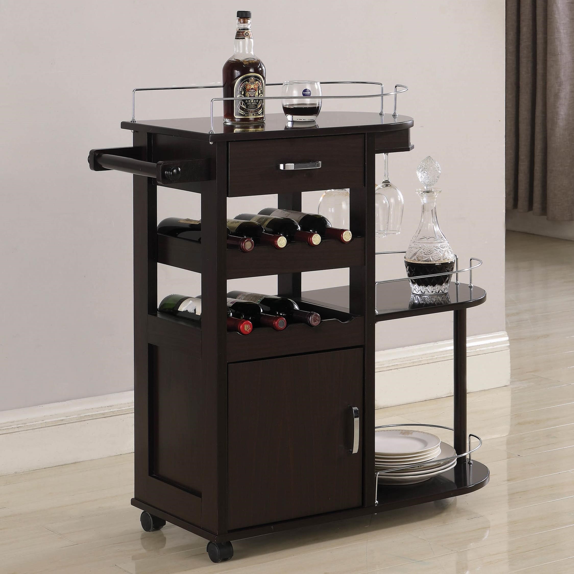 Coaster Kitchen Carts Contemporary Serving Cart With Wine Storage