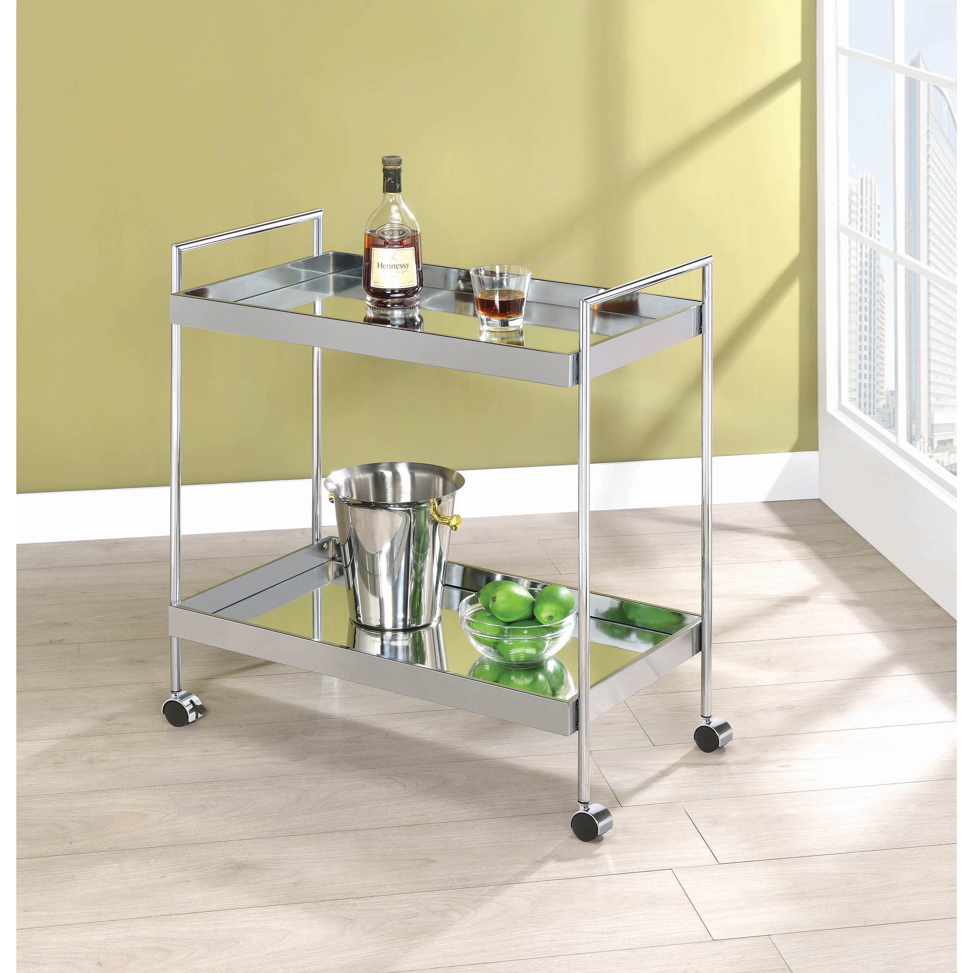 Coaster Kitchen Carts 181058 Metal Serving Cart With Mirrored
