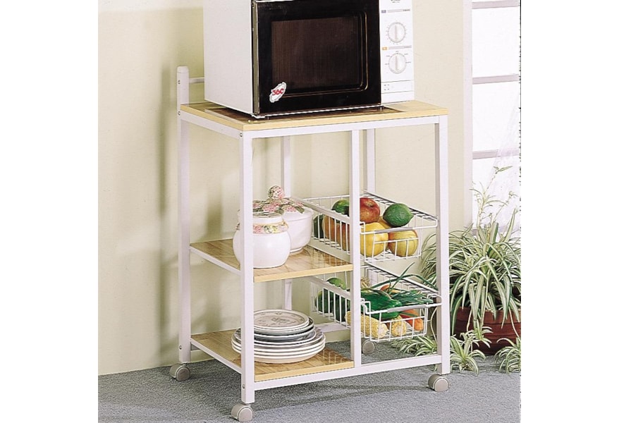Coaster Kitchen Carts White Serving Cart With 3 Shelves 2 Kitchen Carts White Serving Cart