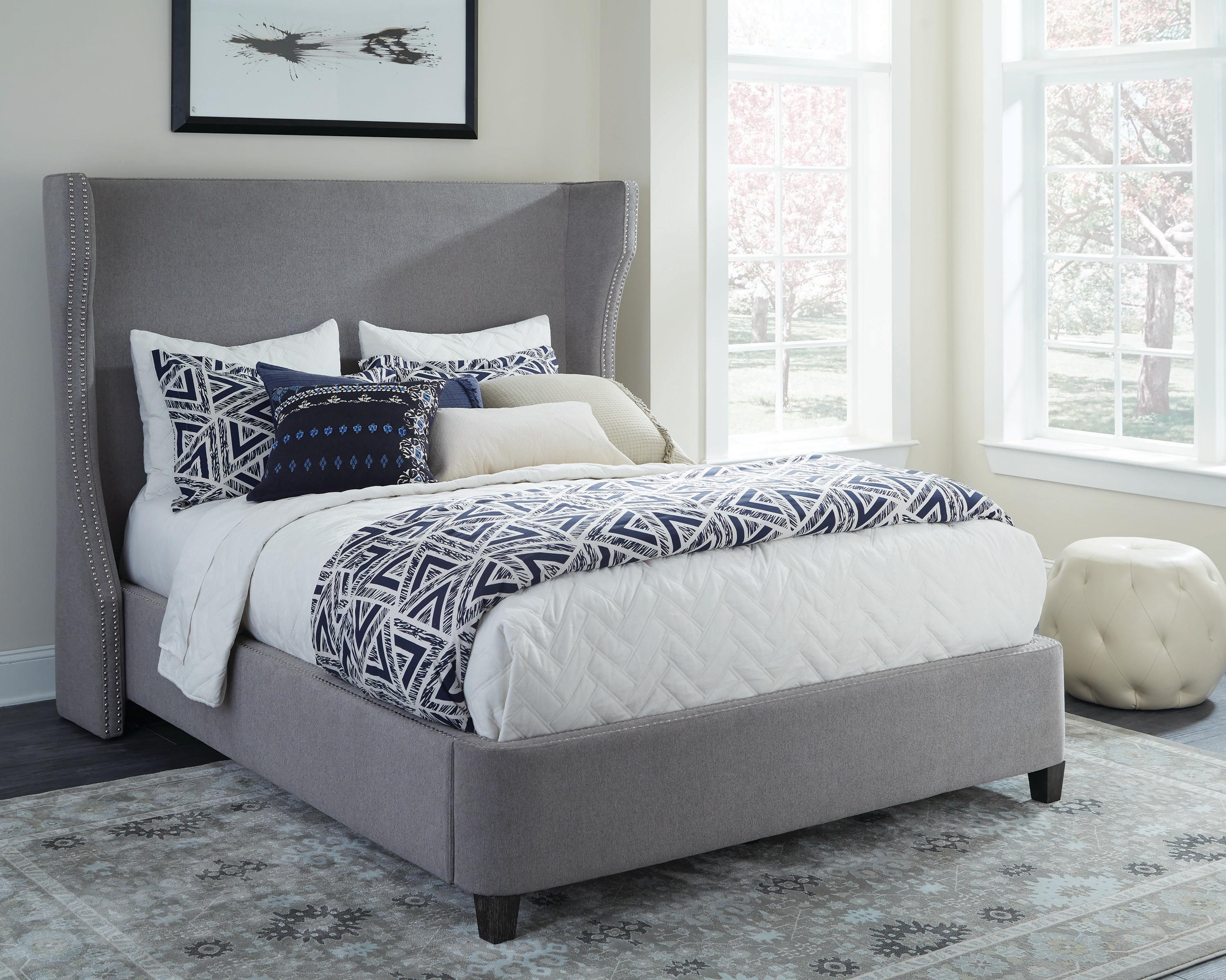 Coaster Langevin Grey Upholstered Queen Bed Dream Home Interiors Upholstered Beds