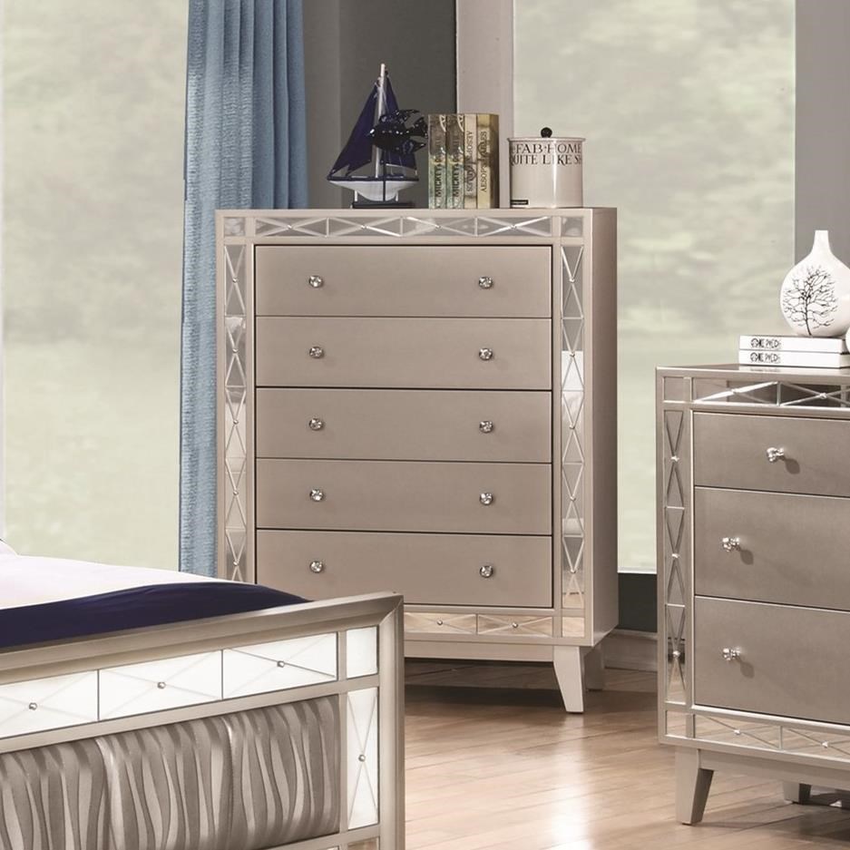 Fine Furniture Leighton 204925 5 Drawer Chest With Crystal