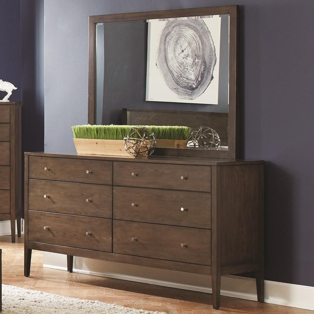 Coaster Lompoc 6 Drawer Dresser And Mirror Combo In Ash Brown