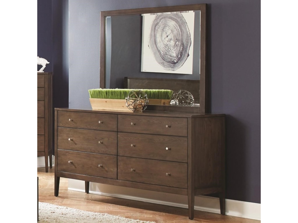 Coaster Lompoc 6 Drawer Dresser And Mirror Combo In Ash Brown