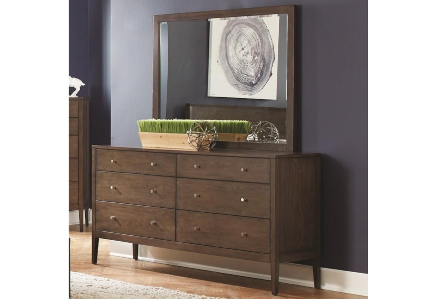 Coaster Lompoc 6 Drawer Dresser And Mirror Combo In Ash Brown