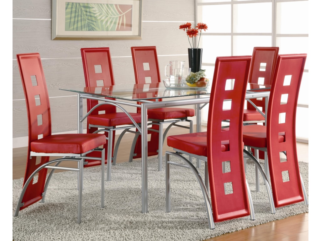 Coaster Los Feliz 101683 Red Contemporary Dining Chair Dunk Dining Chair Red Shown With Table