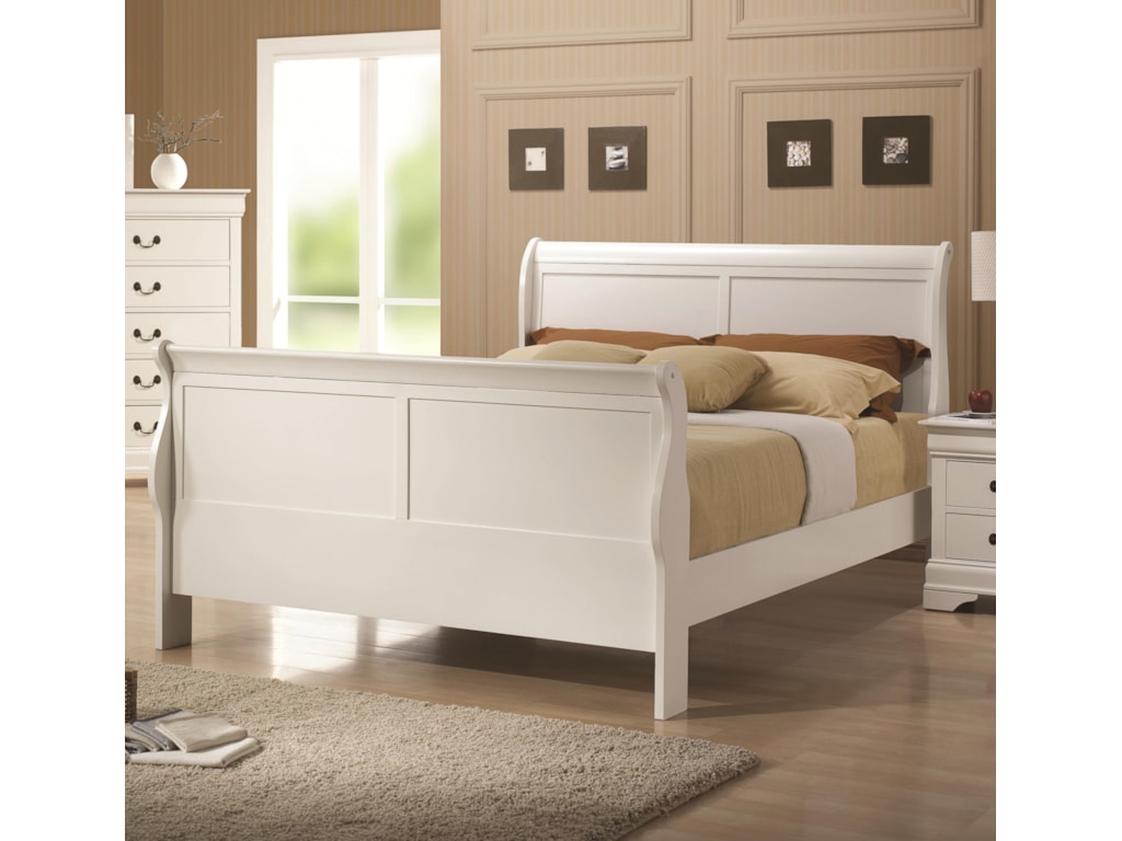 Coaster Louis Philippe 204 White Finish Queen Sleigh Style Bed Coaster Louis Philippe 204queen Bed