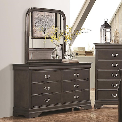 Coaster Hershel Louis Philippe 6 Drawer Dresser And Vertical Coaster Hershel Louis Philippe 6 Drawer Dresser And Vertical Mirror Combination