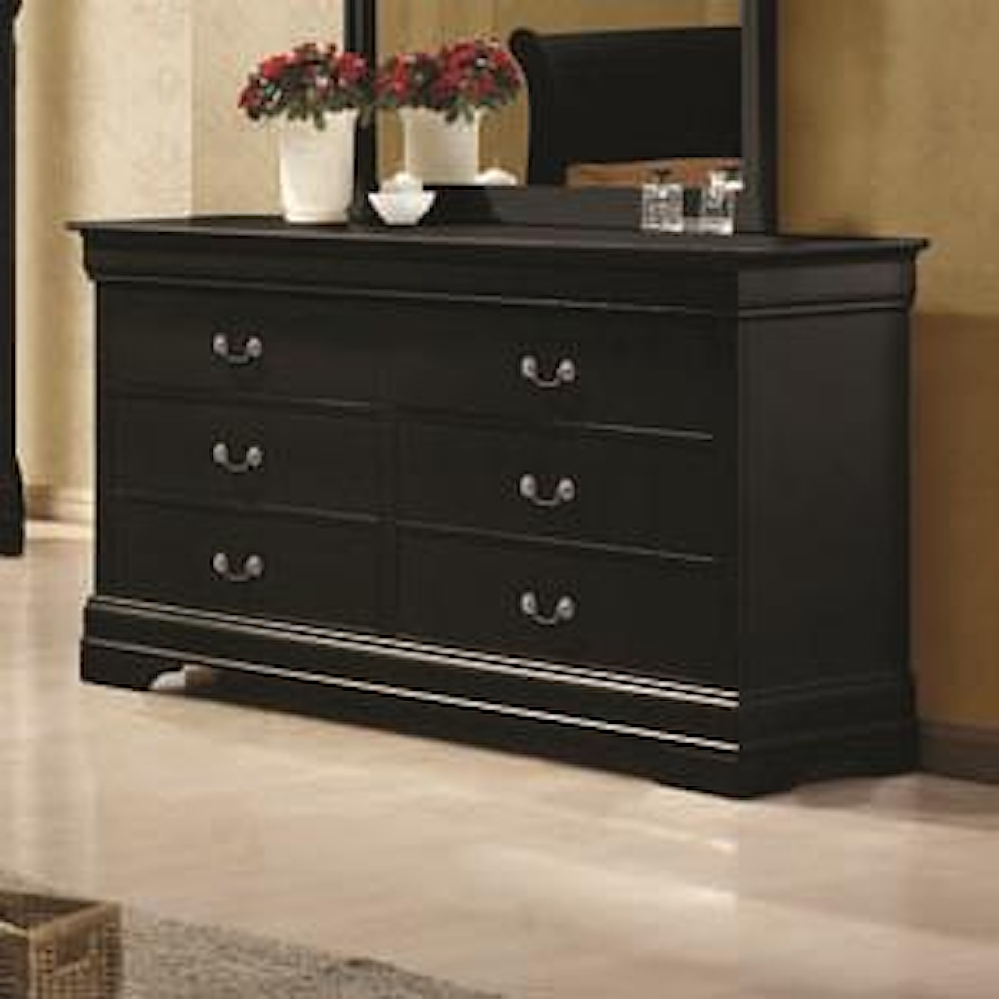 Coaster Louis Philippe 203963+203964 6 Drawer Dresser and Vertical Mirror  Combination, Value City Furniture