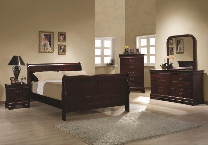 Coaster Louis Philippe Queen Sleigh Panel Bed Standard Furniture Sleigh Beds