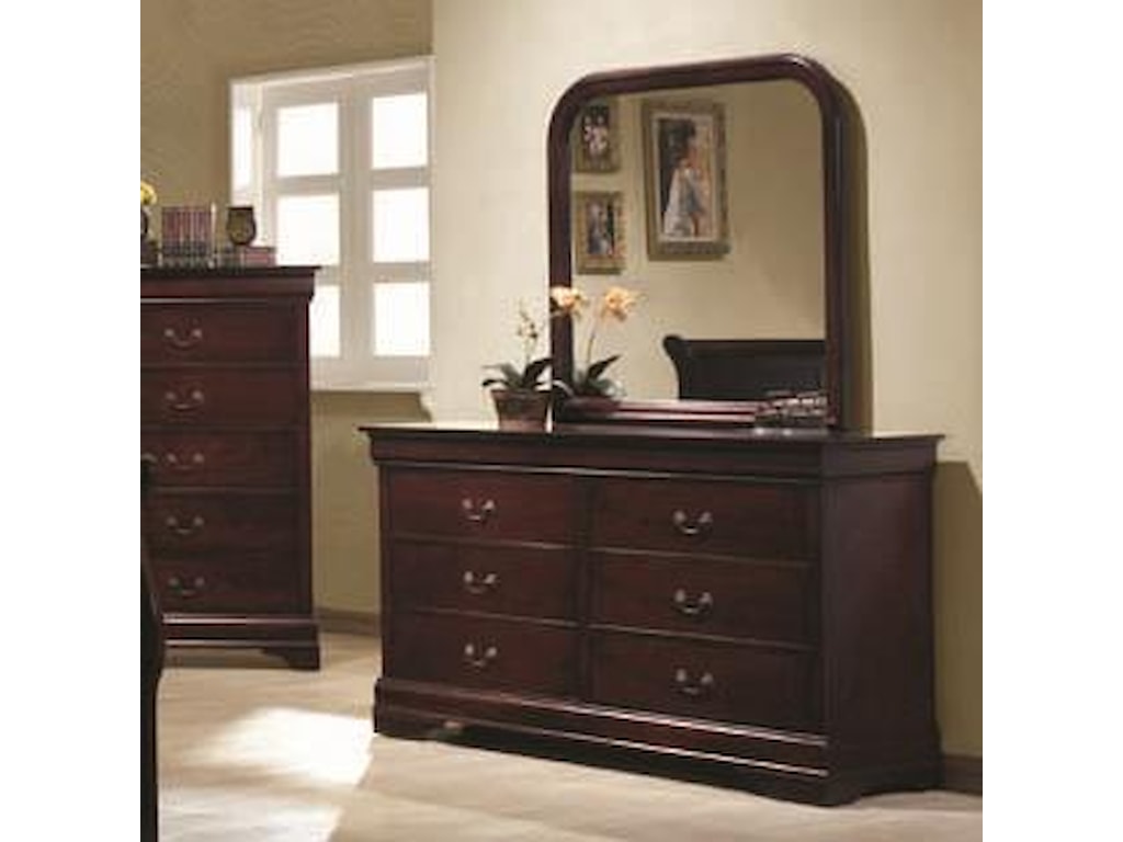 Fine Furniture Louis Philippe 6 Drawer Dresser And Vertical Mirror