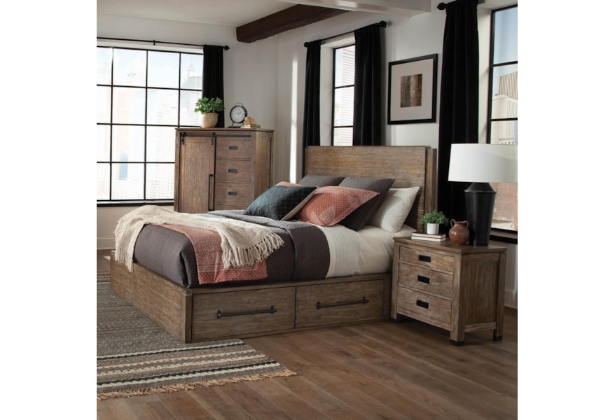 Coaster Meester 215590q Modern Rustic Queen Bed With Storage