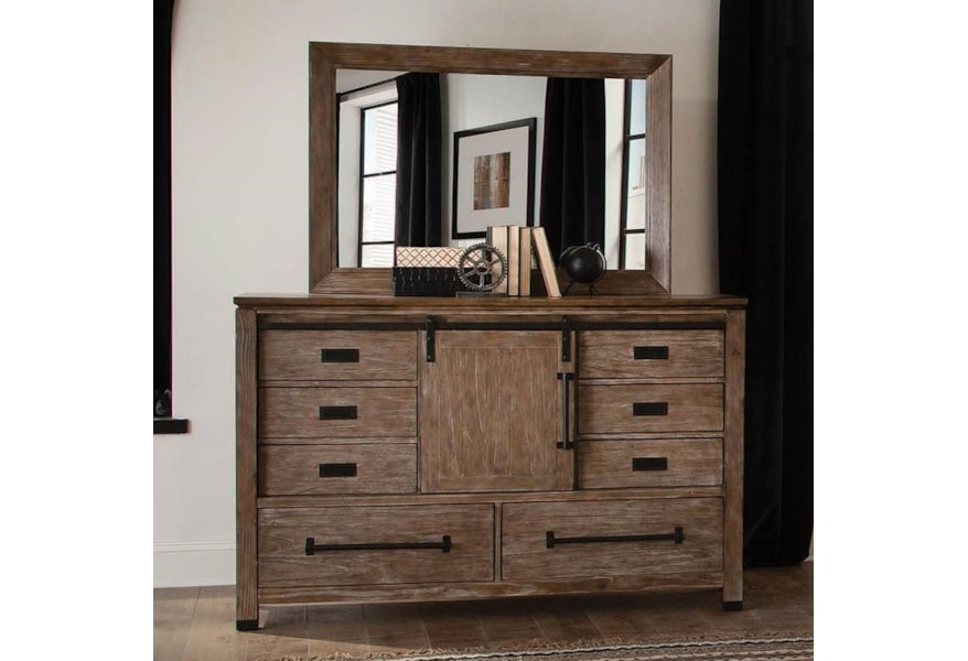 Coaster Meester Modern Rustic Dresser And Mirror Set Dunk