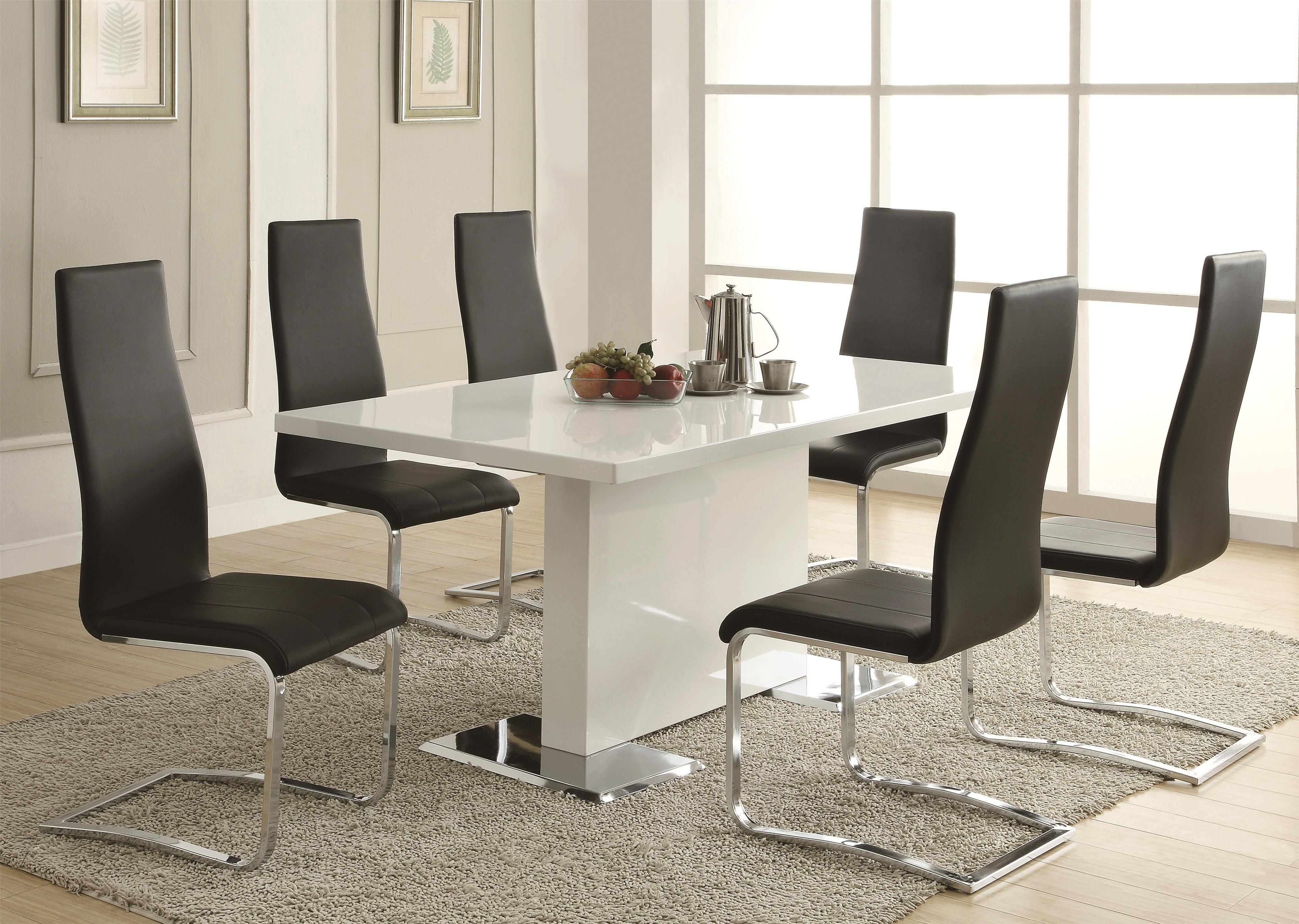 Coaster Modern Dining Black Faux Leather Dining Chair With Chrome