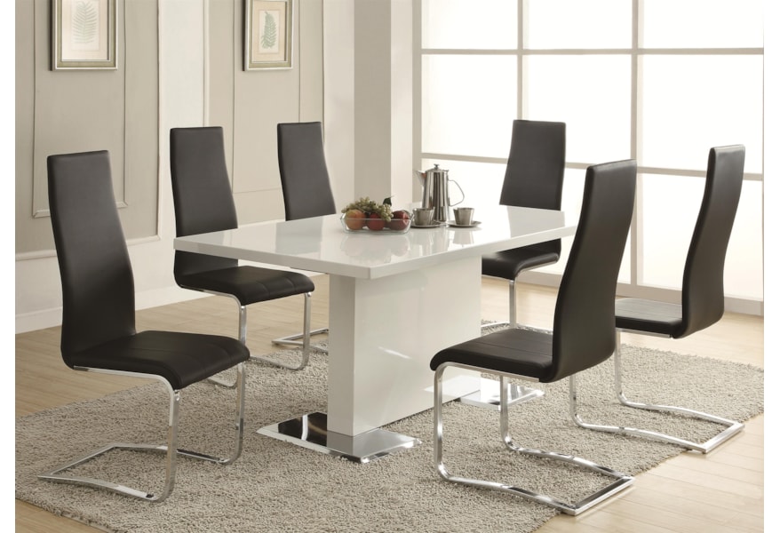 Coaster Modern Dining Black Faux Leather Dining Chair With Chrome