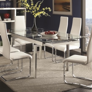Coaster Modern Dining 106281 Contemporary Glass Dining Table With Leaves Miller Home Dining Tables