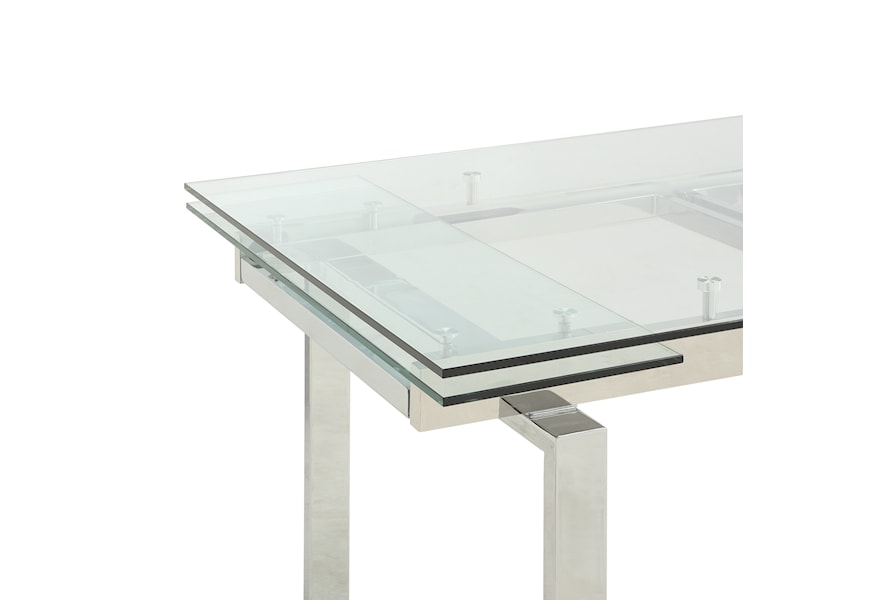 Coaster Modern Dining 102310 White Dining Table with Chrome Metal
