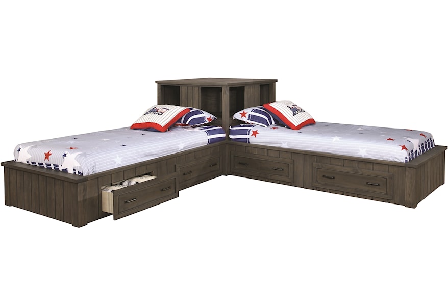 Coaster Napoleon Twin Corner Bed Set with Storage Drawers 