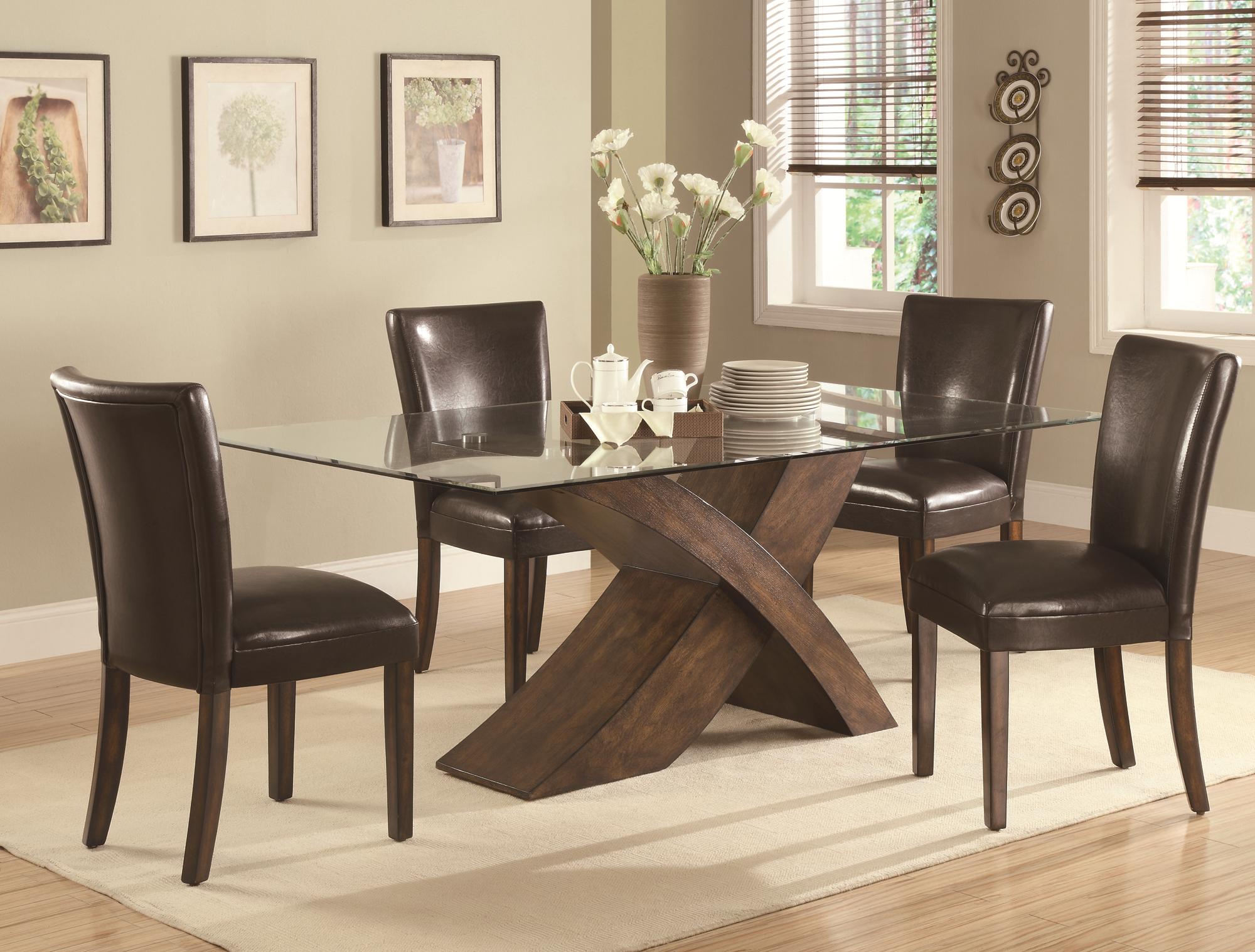 Coaster Nessa Brown Leather Like Vinyl Parsons Chair Value City Furniture Dining Side Chairs