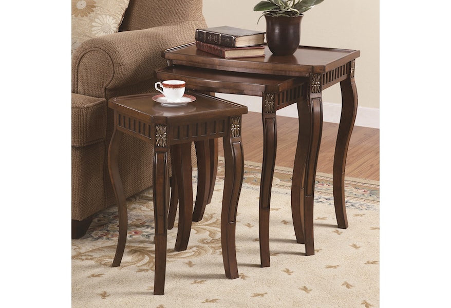 Nesting Tables Coaster Nesting Tables 3 Piece Curved Leg Nesting Tables | Value City  Furniture | End Tables