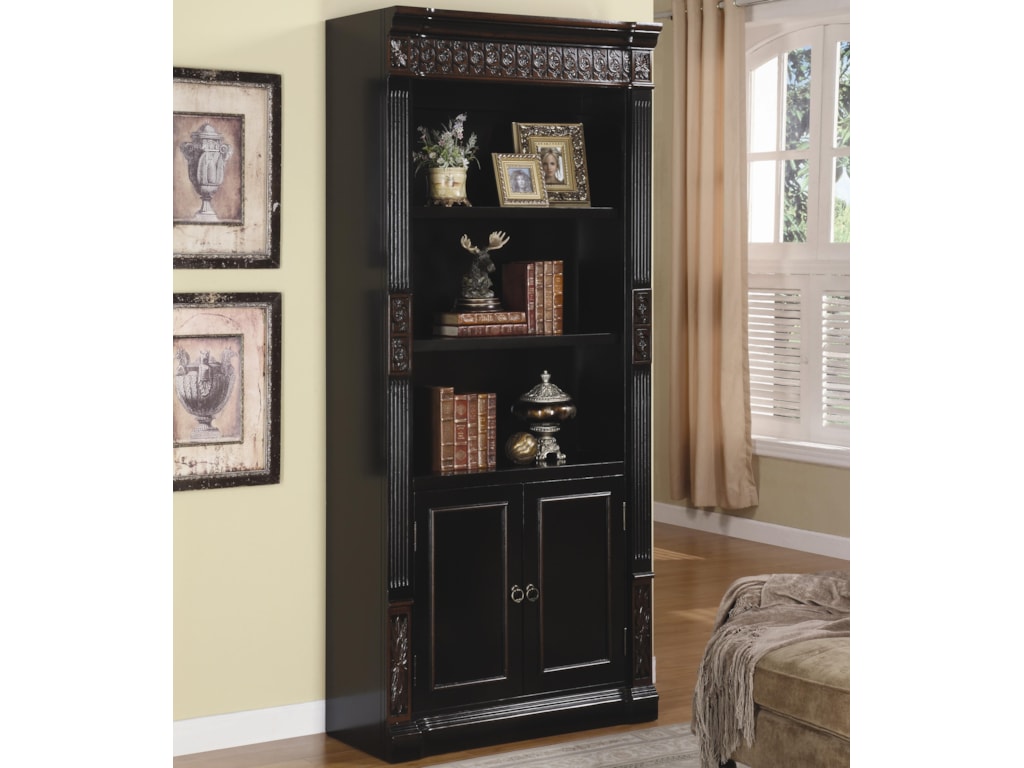 Coaster Nicolas Traditional Slim Bookcase With Carvings And Enclosed Coaster Nicolascombination Bookcase