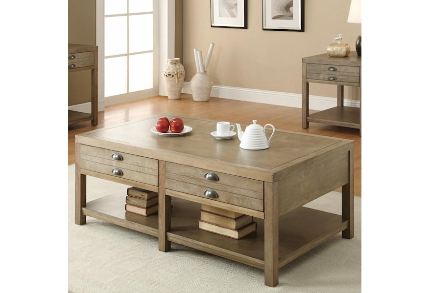 Coaster Occasional Group Cottage Coffee Table With Two Drawers
