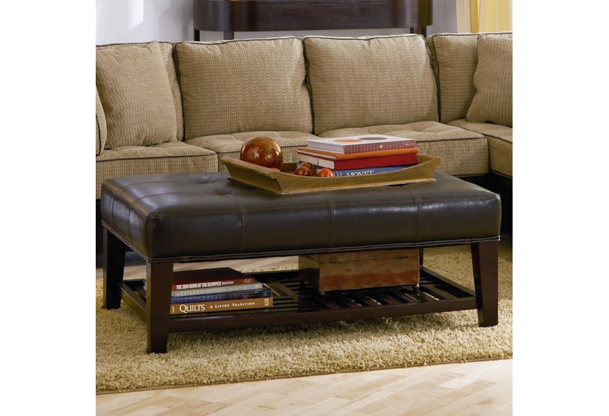 Coaster Ottomans Contemporary Faux Leather Tufted Ottoman With Storage Shelf A1 Furniture Mattress Ottomans