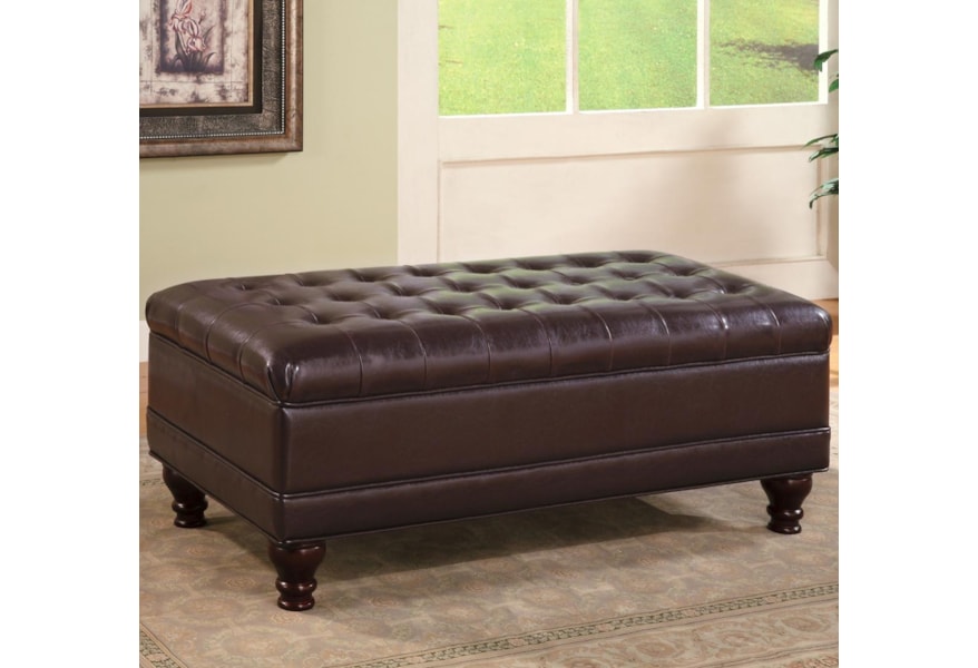 Coaster Ottomans Traditional Oversized Faux Leather Storage Ottoman A1 Furniture Mattress Ottomans