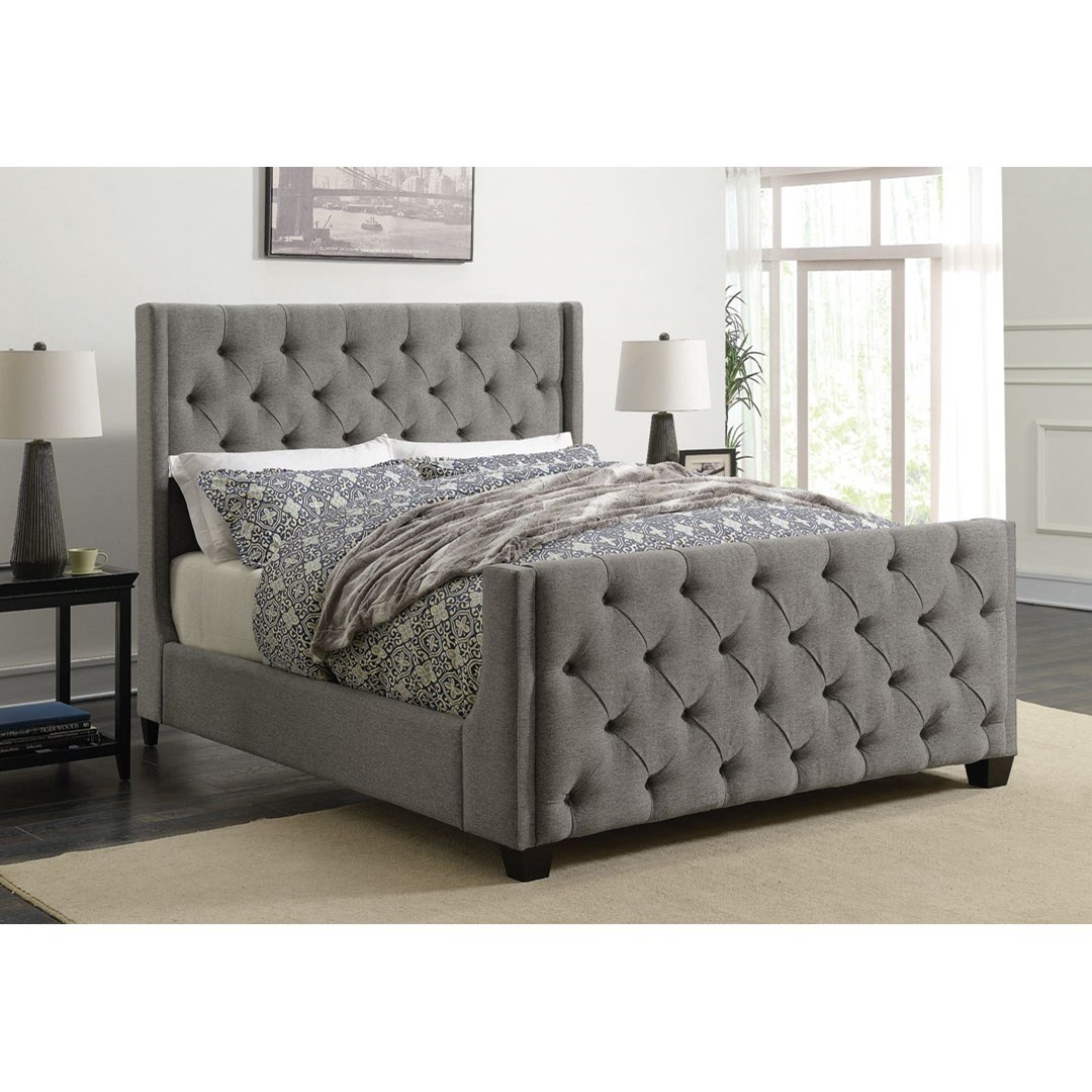Coaster Palma Upholstered Queen Bed With Button Tufting Rife S Home Furniture Upholstered Beds
