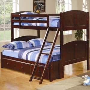 Coaster Parker Twin Over Full Panel Bunk Bed With Under Bed Storage Unit Standard Furniture Bunk Beds
