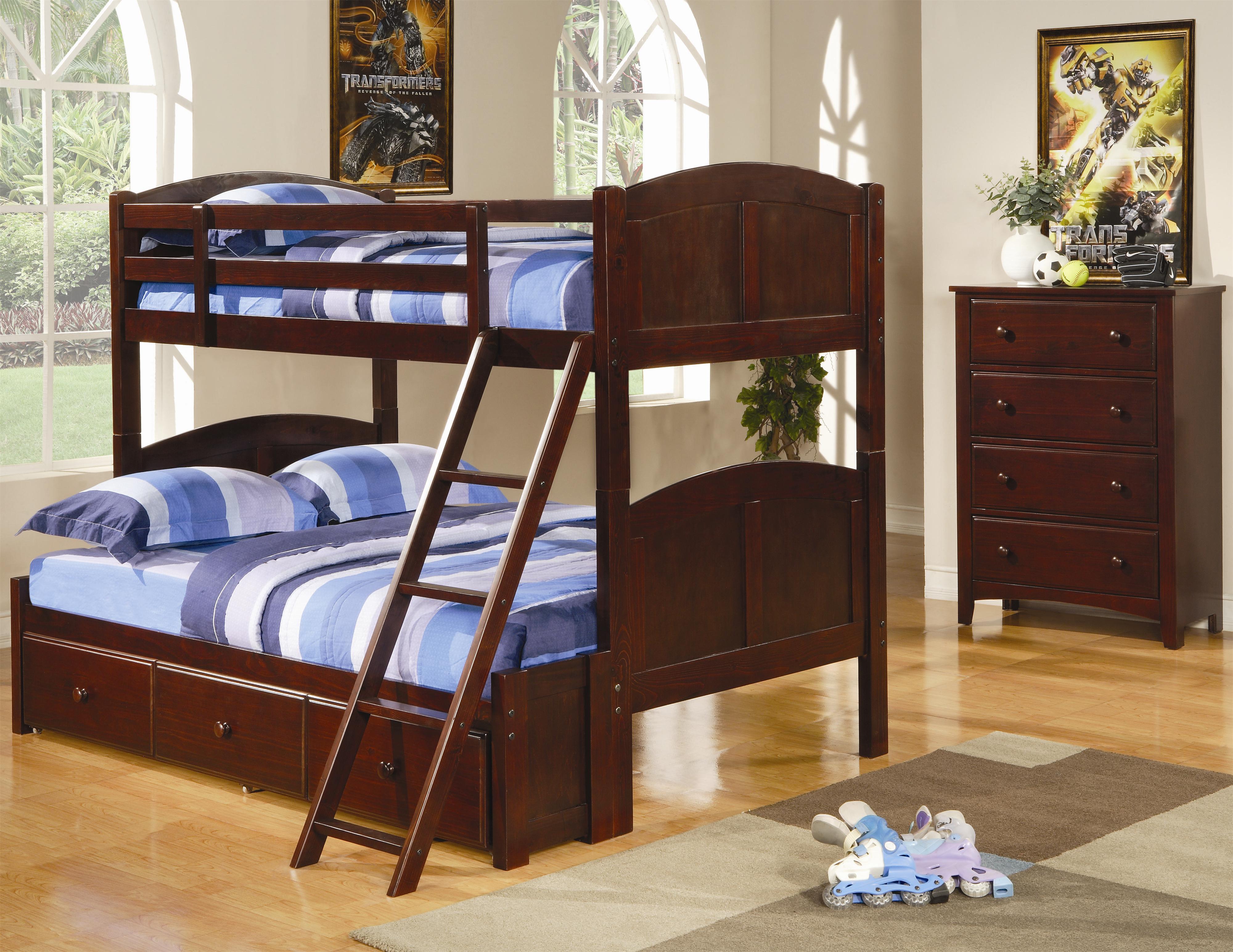 Coaster Parker Twin Over Full Panel Bunk Bed With Under Bed Storage Unit Standard Furniture Bunk Beds