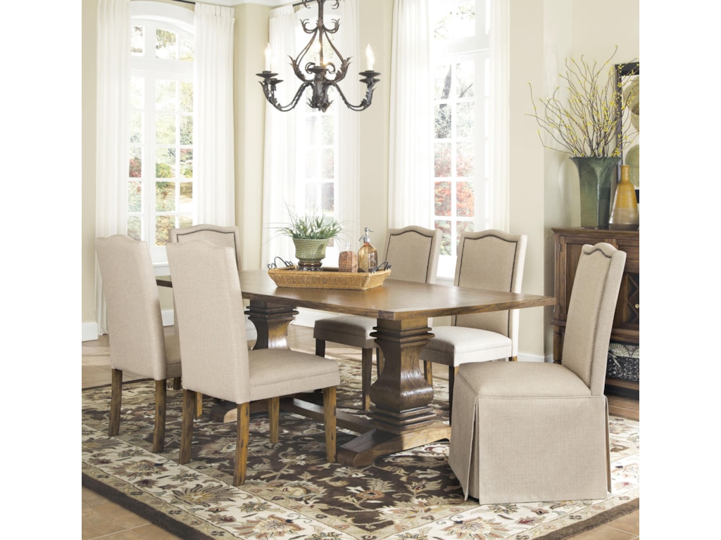 Parkins 7 Piece Dining Table And Chair Set With Parson Chairs W Skirt By Coaster At Knight Furniture Mattress
