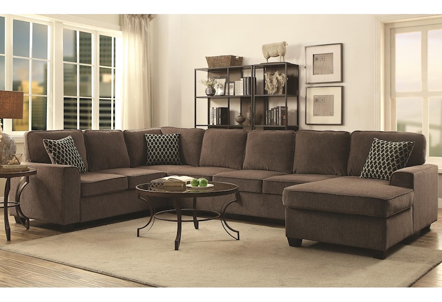 Coaster Provence Sectional With Chaise And Built In Storage