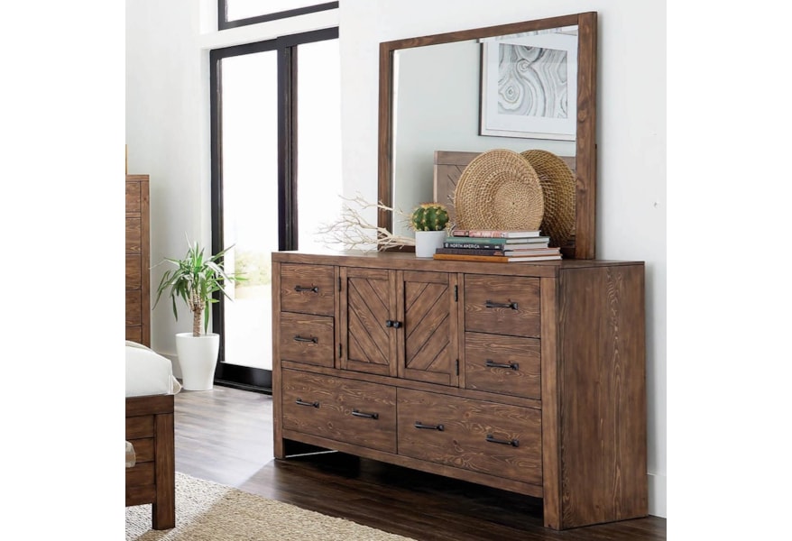 Coaster Reeves Craftsman 6 Drawer Dresser And Mirror Combo