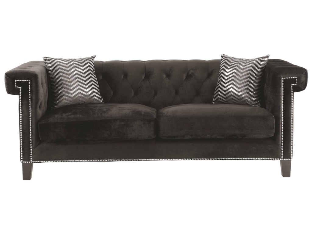 Coaster Reventlow Sofa With Greek Key Nailhead Trim Design Reventlow Sofa With Greek Key Nailhead Trim Design By Coaster