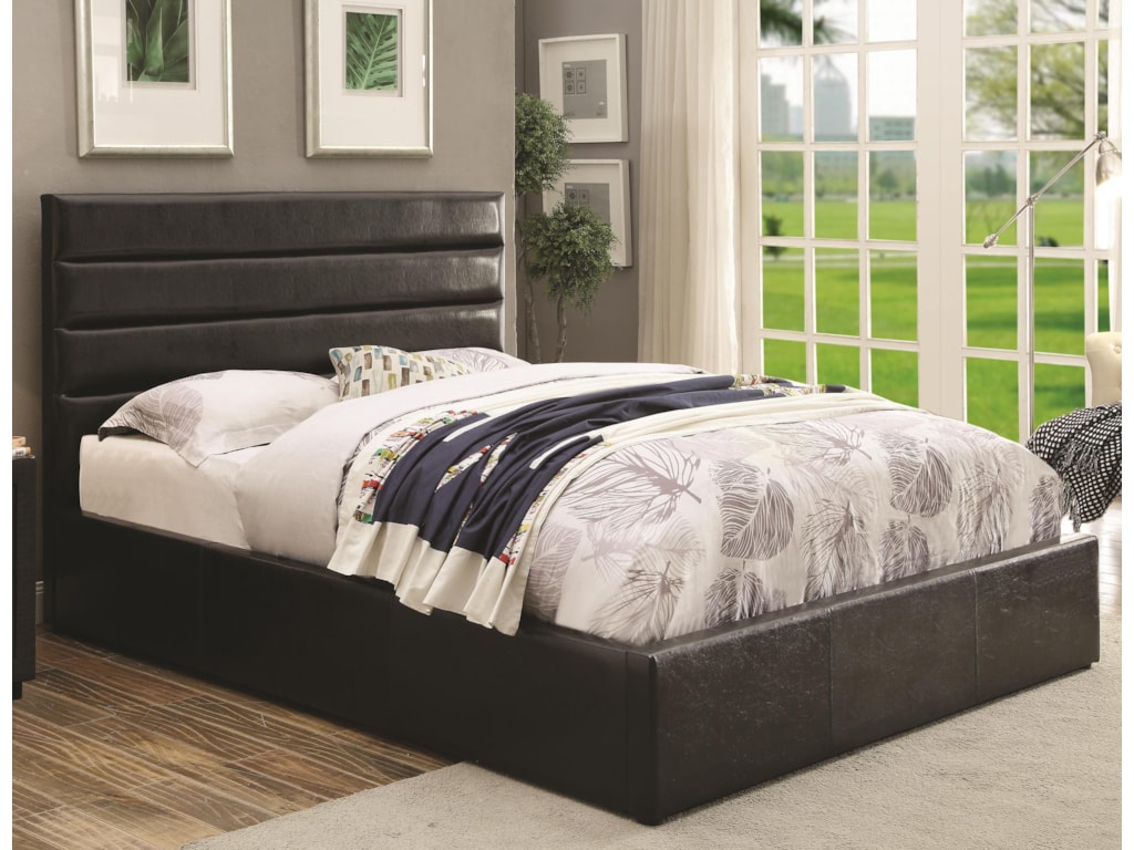 Coaster Riverbend 300469ke King Black Leatherette Upholstered Bed Coaster Riverbendking Bed